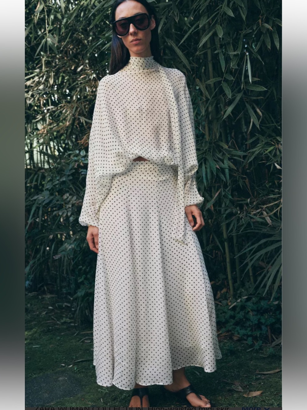 Women's Cream Polka Dot Maxi Top and Skirt - Classic A-Line